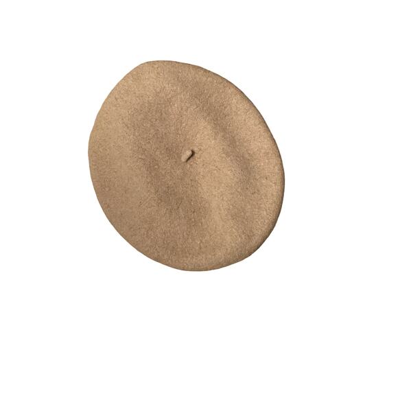 Vintage Classic Tan Wool Beret Hat Unmarked Tagless Small Size Youth? - Picture 1 of 6